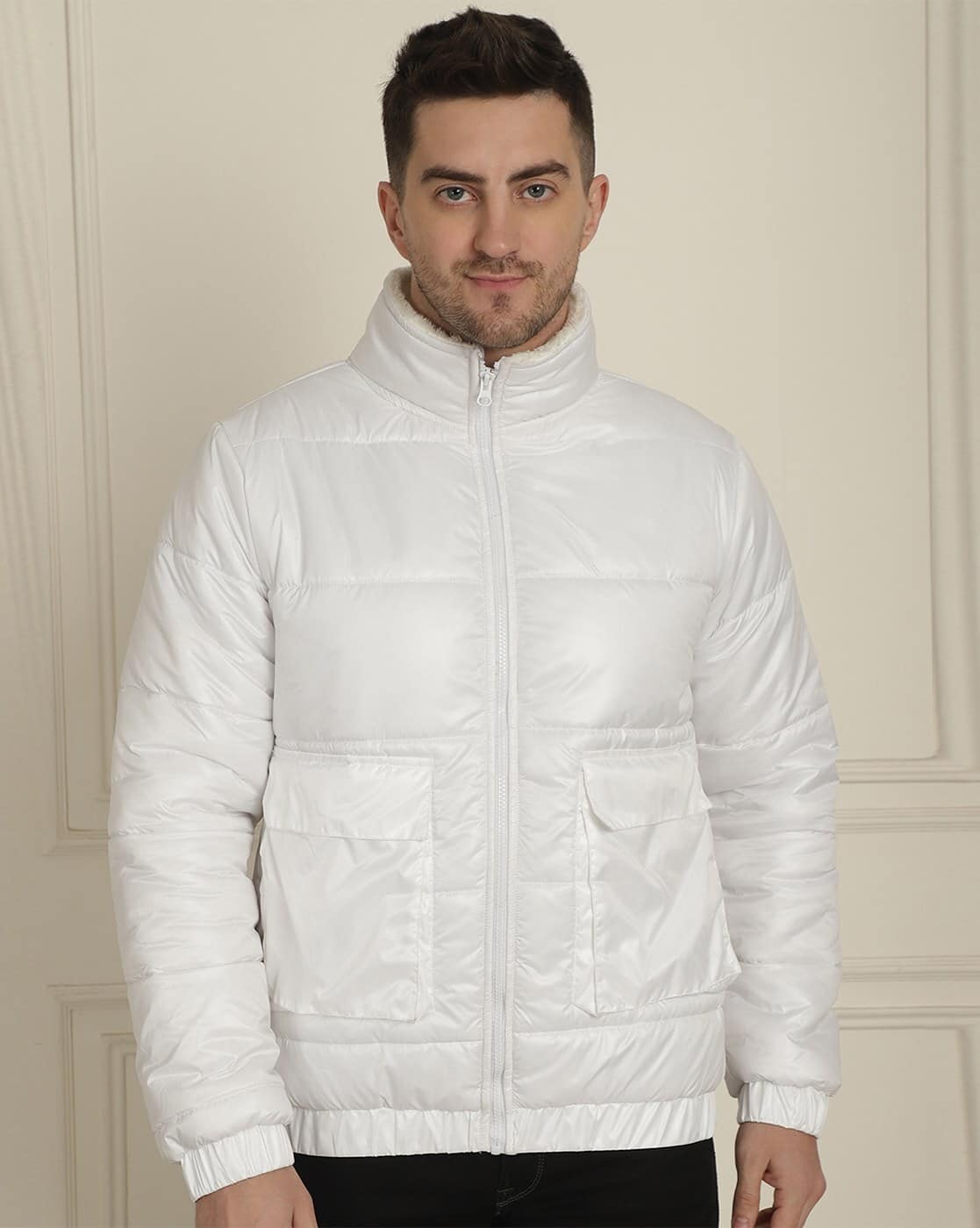 Buy JAKANARY Men Zip-Front Regular Fit Puf Online | Ajio.com