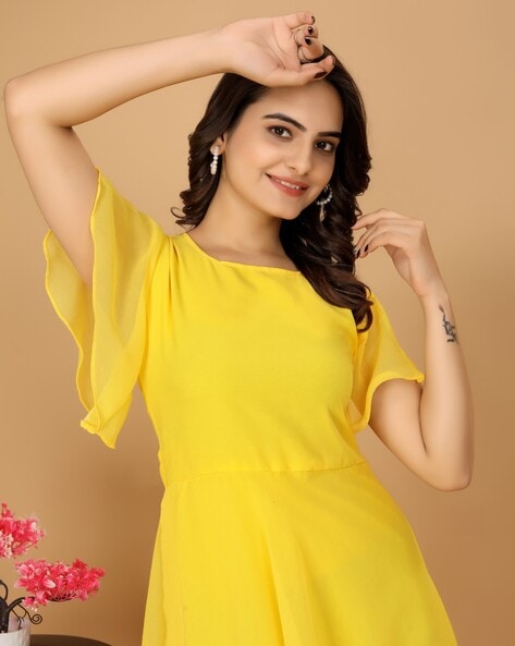 Buy Women Yellow Print Casual Dress Online - 784466 | Allen Solly