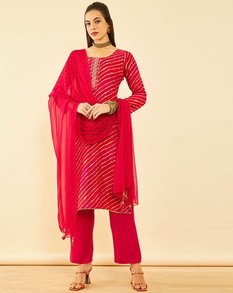 Buy Soch Women Red Art Silk Dress Material at Amazon.in