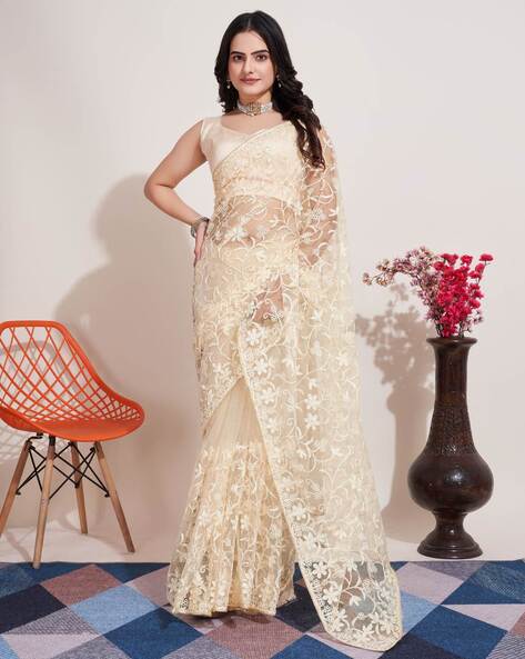 Buy White Sarees for Women by VAIRAGEE Online