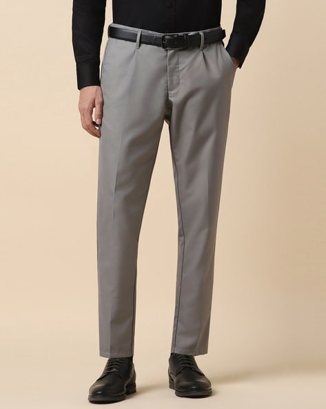 Buy Men Grey Regular Fit Solid Formal Trousers Online - 23323 | Allen Solly