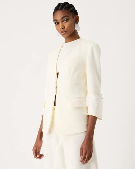 Buy GIORGIO ARMANI Single-Breasted Jacket in Linen & Viscose
