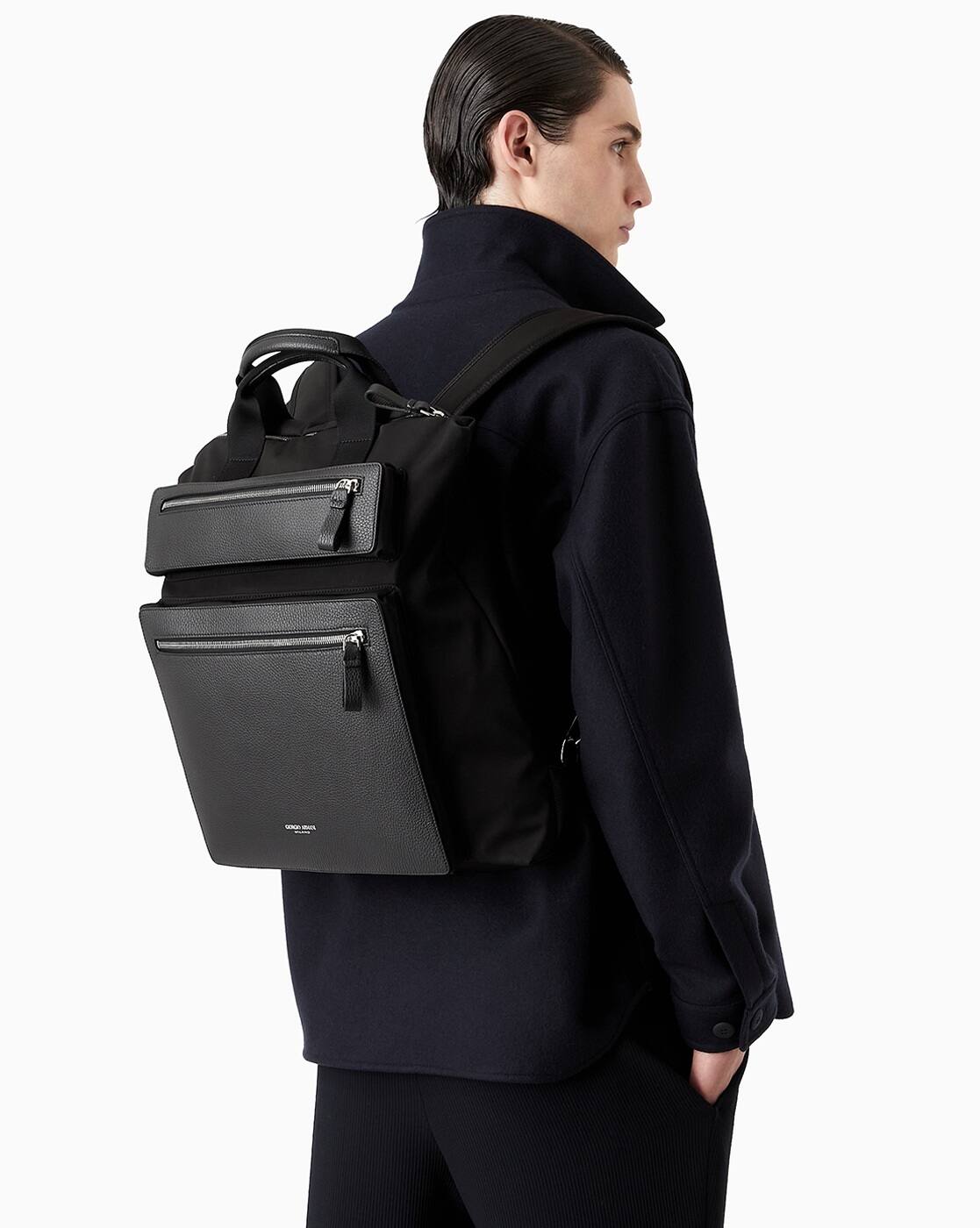 Buy GIORGIO ARMANI Recycled Nylon Backpack with Logo Detailing