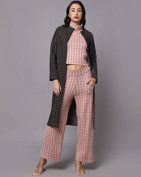 Buy Pink & Black Co-ord Sets for Women by MADAME Online | Ajio.com