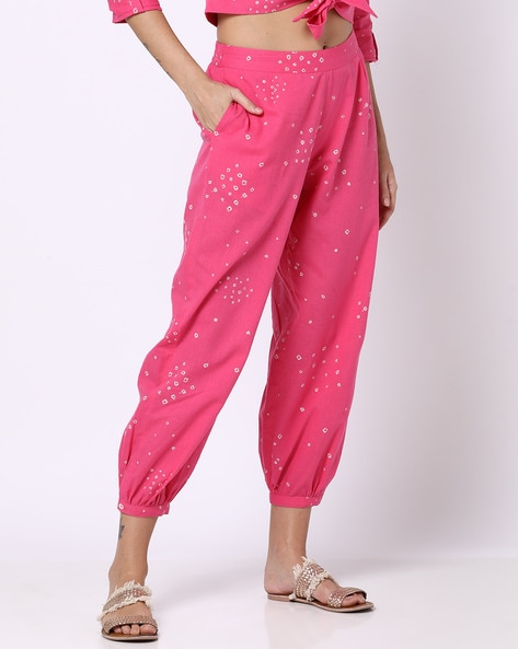 Women Bandhani Print Relaxed Fit Salwar Pants Price in India