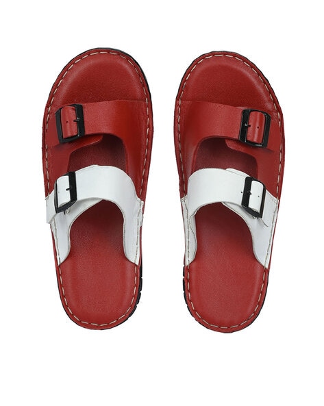 Red shops double strap sandals