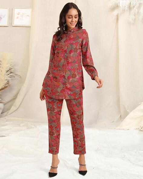 Floral Printed Co-ord Set - Red – FASHOR