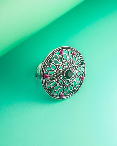Buy German Silver Oxidised Durga Nose pins/rings – Khushi Handicrafts