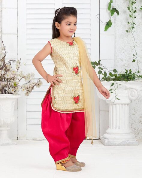 Red with Yellow Sequins and Zari work with Bandini Print Peplum Style –  Seasons Chennai