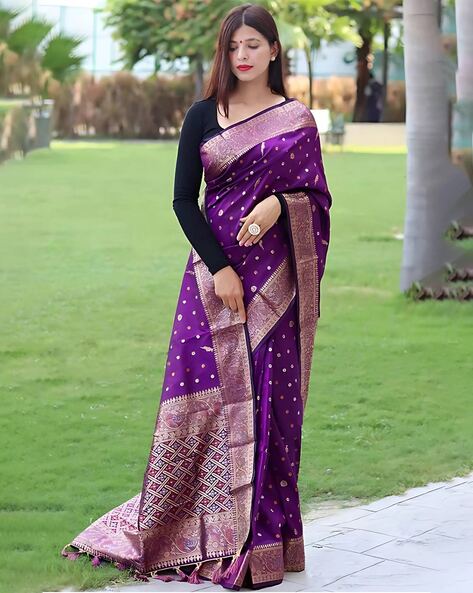 Designer Saree : Purple georgette embroidery worked designer ...