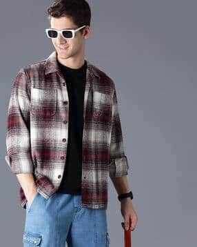 british club Men Checked Oversized Fit Shacket-picture-17