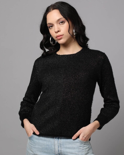 Madame Women Fur Relaxed Fit Pullover