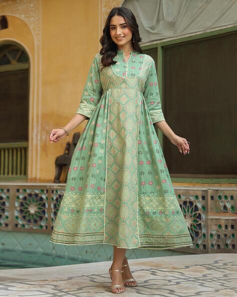 Buy Pista Green Zariwork Art Silk Unstitched Salwar Suit - Koskii