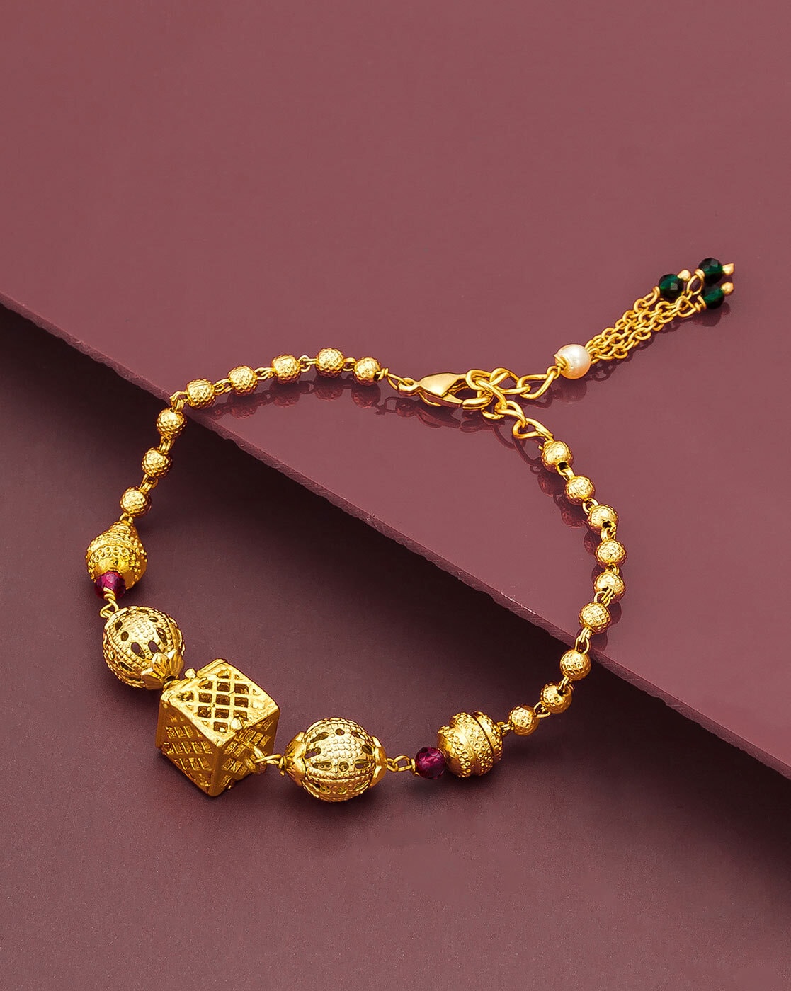 Women's Gold Plated bracelet with screws and zircons -