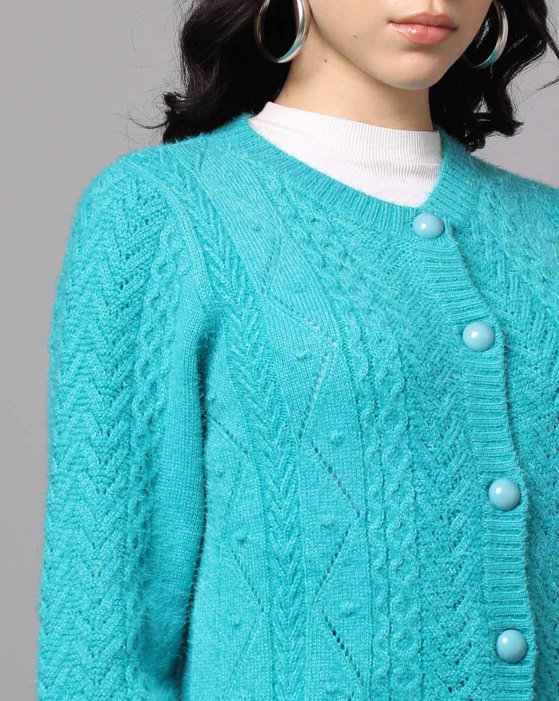 Buy Blue Sweaters & Cardigans for Women by MADAME Online | Ajio.com