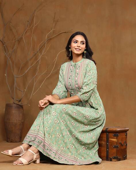 party wear light green georgette embroidery work gown