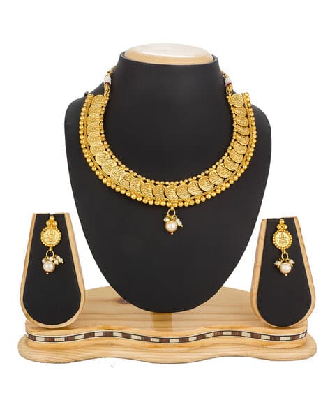 Bevogue Gold-Plated Laxmi Choker with Earrings Set