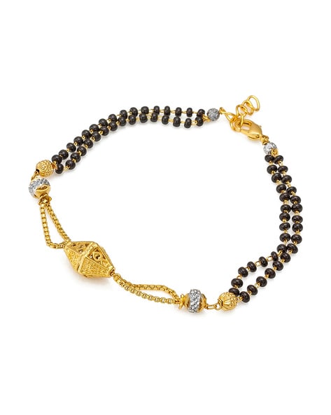 Buy Cute Kids Real Gold Bracelet Designs Gold Plated Black Beads Baby  Bracelet Buy Online