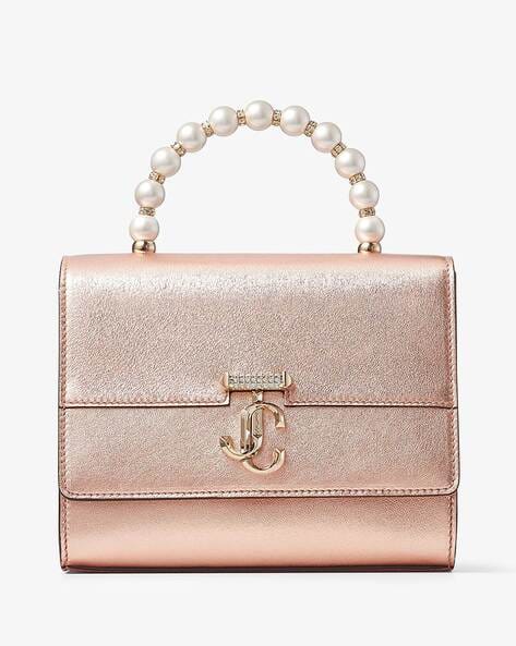 Buy Jimmy Choo Avenue Medium Top Handle Bag With Pearls | Rose