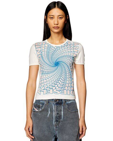Buy DIESEL T Shirt with Spiral Diesel Industry Logo White Color Women AJIO LUXE