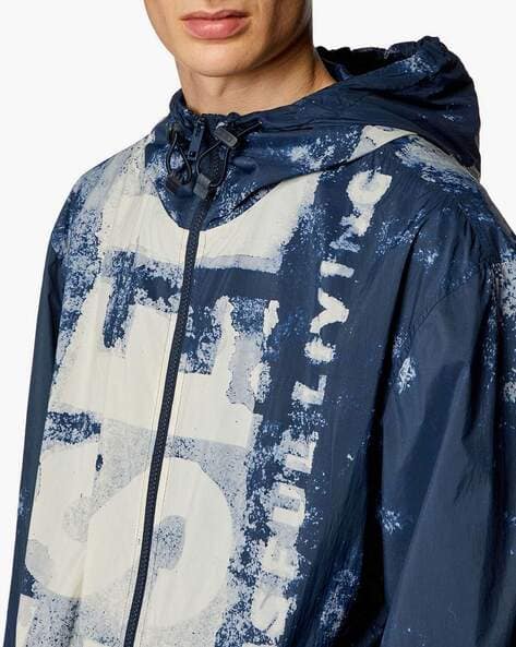 Buy DIESEL J-Warrett-Logo-Regular Solid Jacket | Blue Color Men