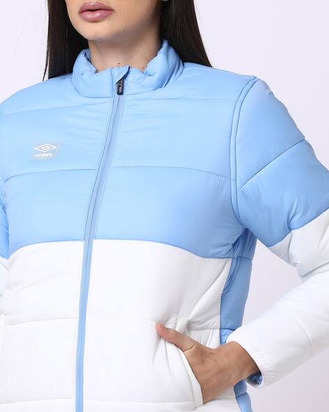 ポコさん　UMBRO Logo Halfzip Puffer Jacket Buy Blue & White Jackets & Coats for Women by UMBRO Online | Ajio.com