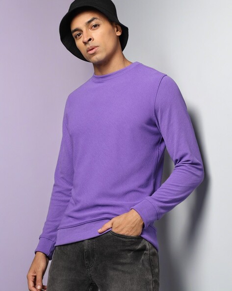 Mens purple sale crew neck jumper