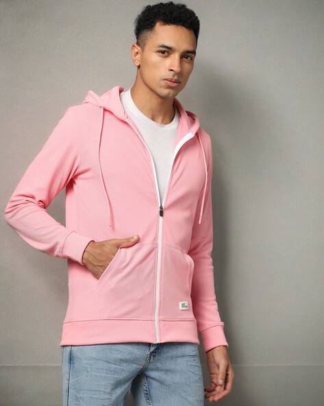 Mens pink zip hoodie hotsell