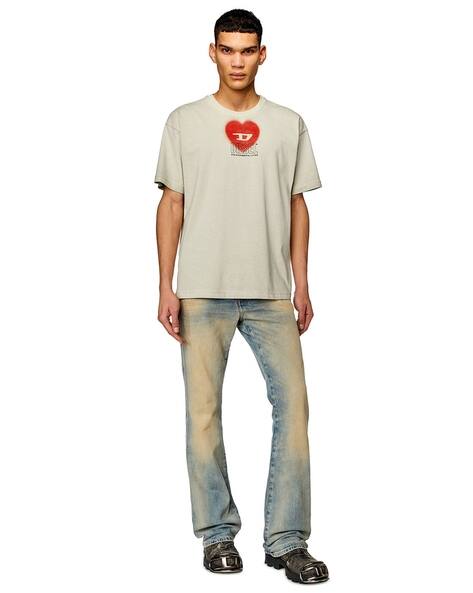 DIESEL Tシャツ　T-BUXT-N4 Men's T-shirt with heart print | Grey | Diesel