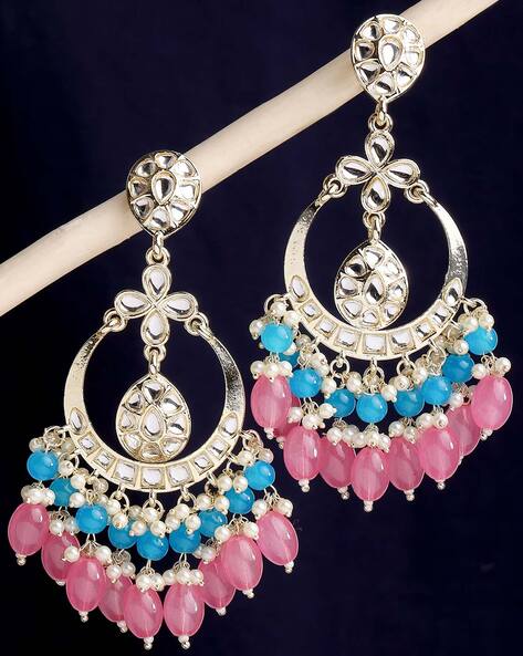 Buy Shades Of Blue Chandbalis With Pink Drops Earrings for Women Online at  Ajnaa Jewels |391284