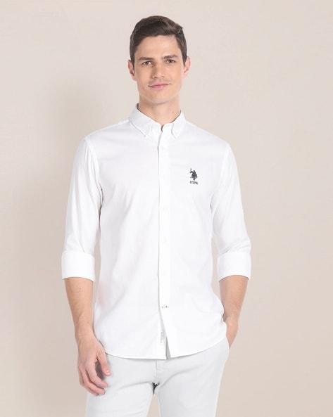 Men Tailored Fit Shirt with Logo Print