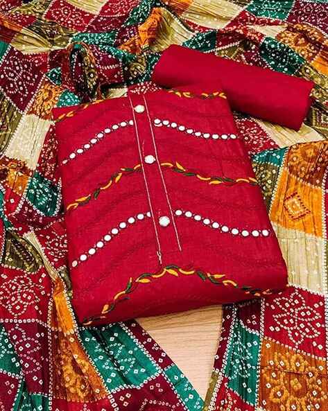 Embroidery Unstitched Dress Material Price in India