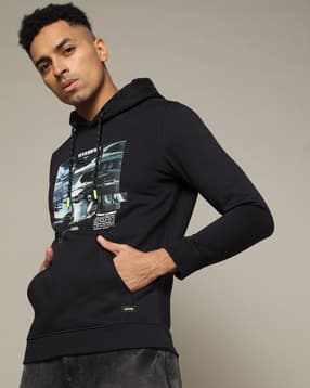 spykar Men Graphic Print Slim Fit Hoodie-picture-13