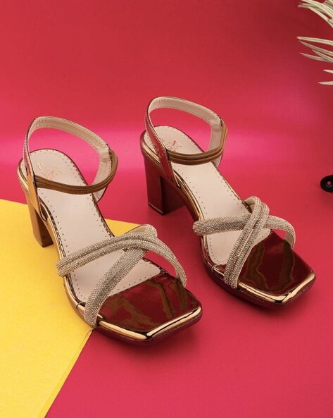 Buy Copper Heeled Sandals for Women by XE LOOKS Online Ajio