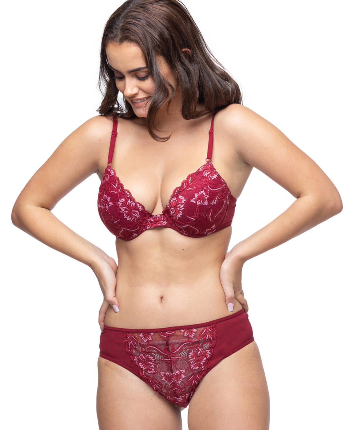 Buy online Red Solid Bras And Panty Set from lingerie for Women by