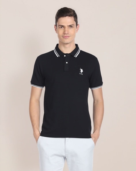 Men Slim Fit Polo T-Shirt with Logo Embroidery