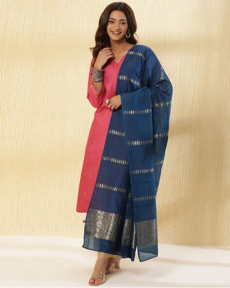 Women Dupatta with Woven Motifs Price in India