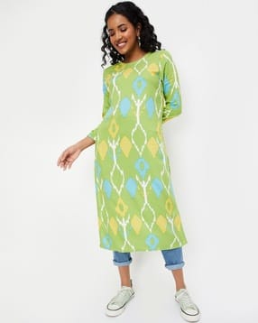 max Women Abstract Print Straight Kurta with Side Pocket-picture-52