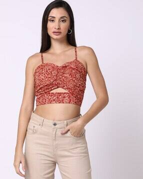svrnaa by azorte Block Print Strappy Crop Top-picture-35