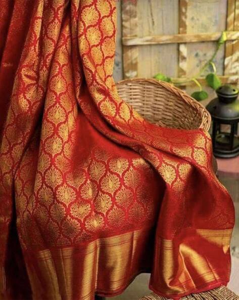 Orange Colour Silk Fabric Designer Wedding Saree.