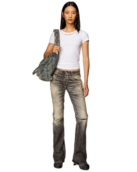 Buy DIESEL Ribbed-Jersey Top with Chain Necklace | White Color 