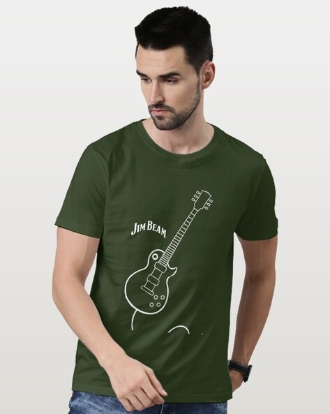 T shirt with guitar cheap print