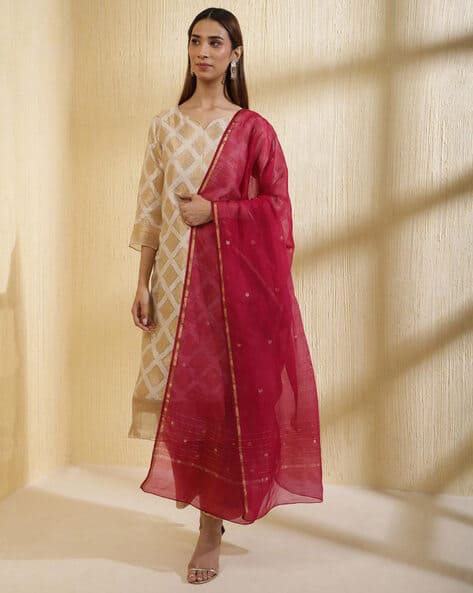 Fabindia Women Dupatta with Woven Motifs