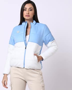 Women Zip-Front Colourblock Puffer Jacket-image-19