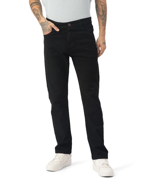 Men Straight Jeans with 5-Pocket Styling