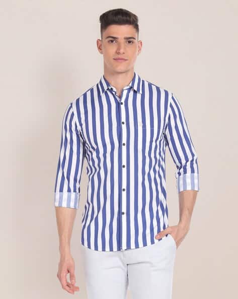 Men Striped Regular Fit Shirt with Patch Pocket