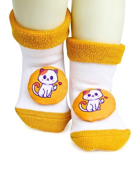USOXO Applique Socks with Turn-Up Hem