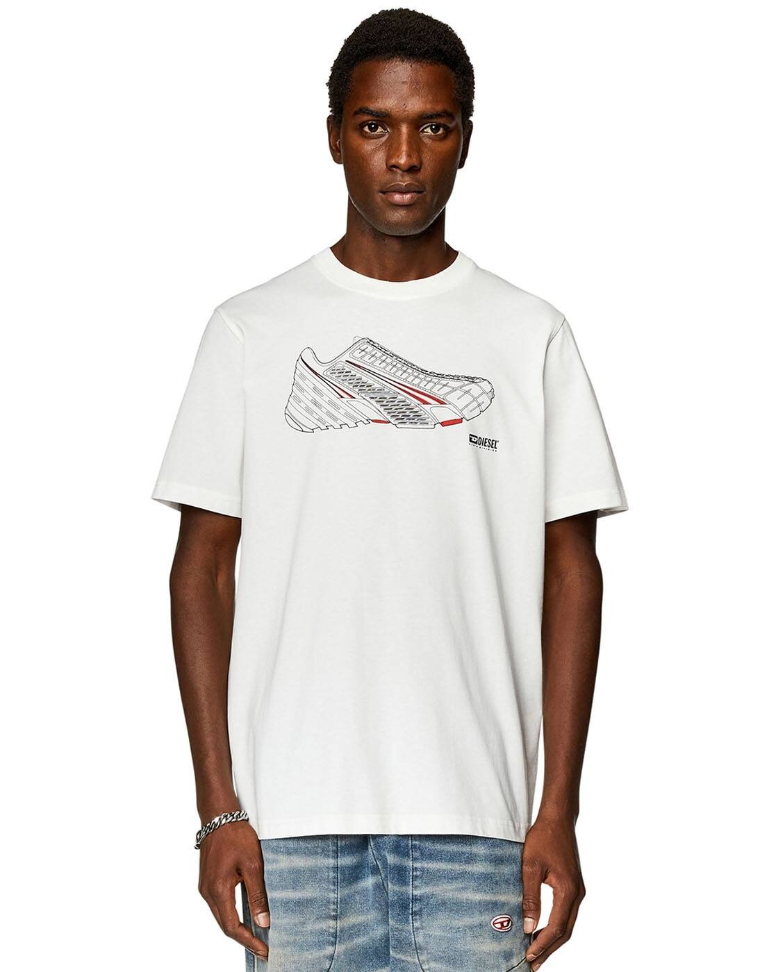 Buy DIESEL T-Just-Shoe T-Shirt | White Color Men | AJIO LUXE
