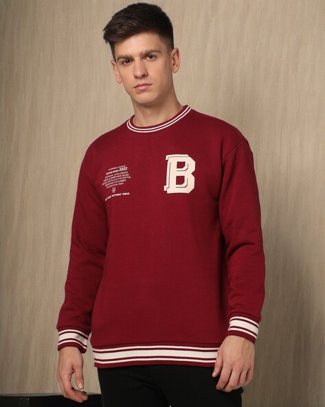 Relaxed Fit Varsity Sweatshirt with Tipping