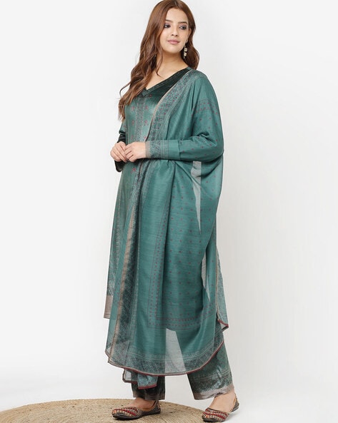 Women Embroidered Straight Kurta Set Price in India